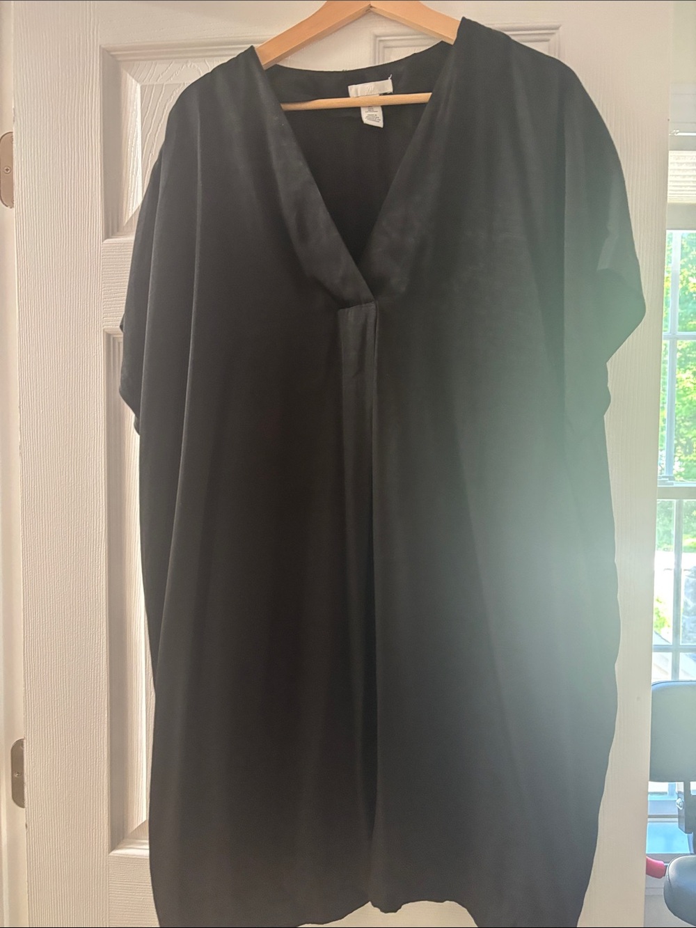 H&M Black V-Neck Draped Tunic Dress